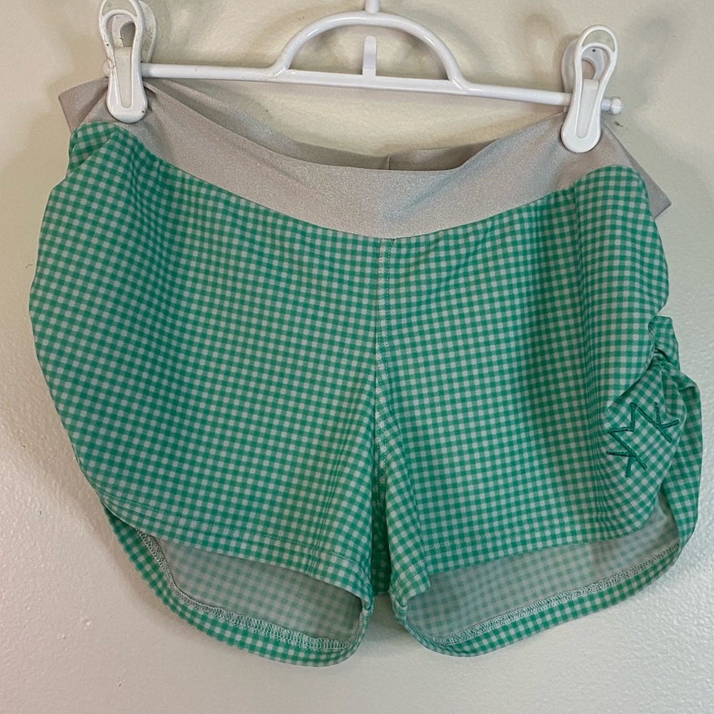 KMK Kup my Kakez green plaid and white booty shorts size Large